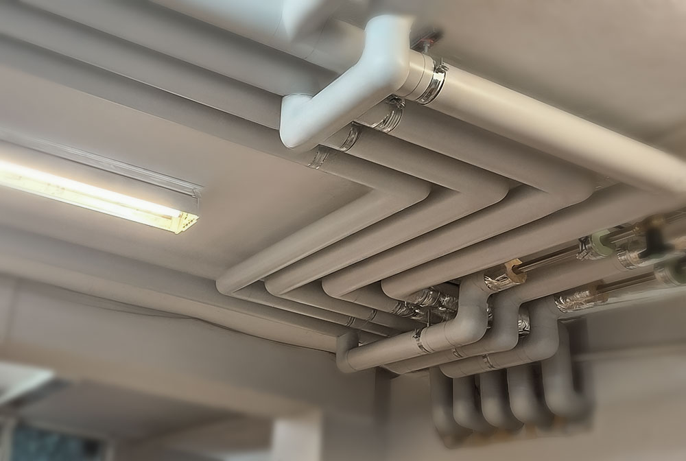 Building insulation work on site